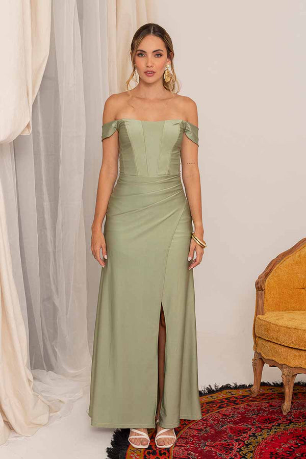 Vestido de Fiesta Largo Escote Off-shoulder